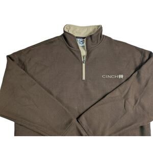 Cinch Men's XL Brown 1/4 Zip Pullover Sweater Western Cowboy Rodeo